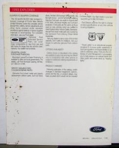 1993 Ford Explorer Special Service Options Brochure Police Fire Department Fleet