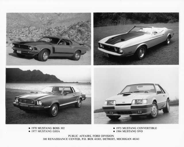 1984 Ford Mustang SVO with past Mustangs Collage Press Photo 0383