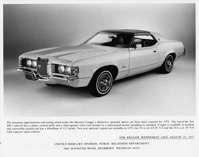 1972 Mercury Cougar XR-7 Press Photo 0158