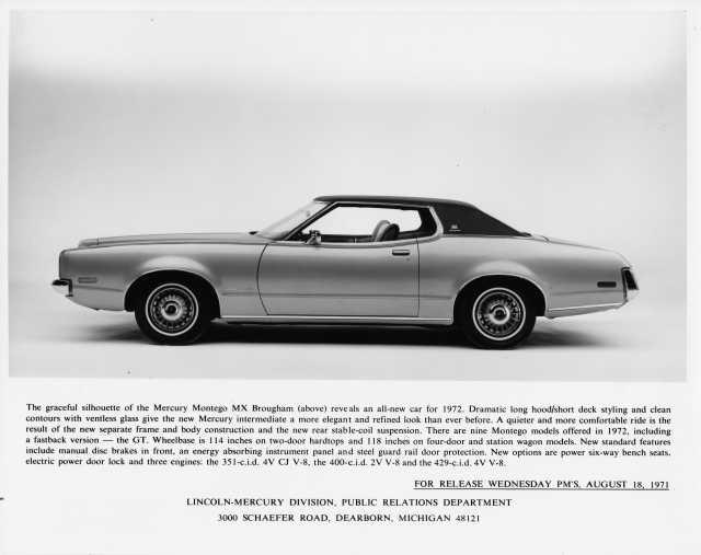 1972 Mercury Montego MX Brougham Press Photo 0159