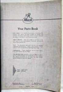 1973-1974 Mack U607T 2473-92 Model Truck Parts Book - Number 3371