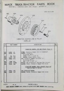 1968-1969 Mack R611ST 3818-23 Model Truck Parts Book - Number 7787