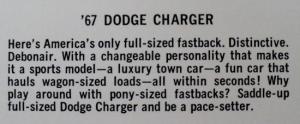 1967 Dodge Charger Dealer NOS Postcard ORIGINAL