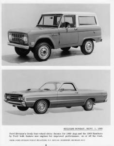 1969 Ford Bronco and Ranchero Press Photo 0397