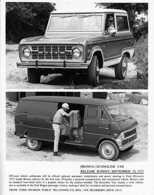 1973 Ford Bronco and Econoline Van Press Photo 0415