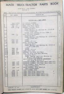 1958-1962 Mack N61T Cab Assembly Section of Parts Book