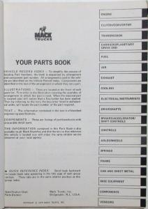 1979 Mack M75ASX 7551-7552 Model Truck Parts Book