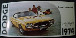 NOS 1974 Dodge Challenger Rallye Original Postcard