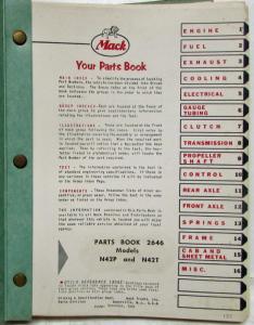1959 Mack N42P and N42T Model Truck Parts Book - Number 2646