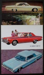 NOS Dodge 1964 Post Cards Polara Hardtops and Compact Dart GT Set of 3