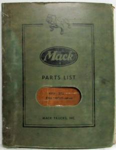 1940-1941 Mack EEU EFU EGU EFUT EFUX Model Truck Parts Book - Number 1036