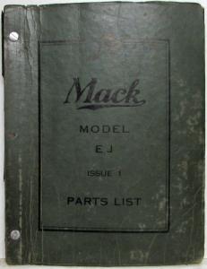 1937-1938 Mack EJ Model Truck with Six Cylinder Engine Parts Book - Number 605
