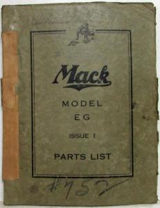1939 Mack EG Model Truck Parts Book - Number 752
