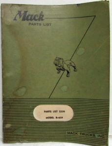 1955 Mack B43X Model Truck Parts Book - Number 2336