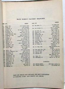 1954 Mack B60S Model Truck Parts Book - Number 2212