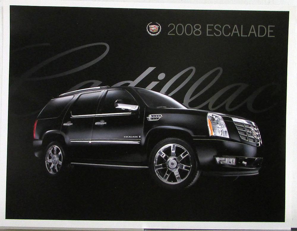2008 Cadillac Escalade Data Sheet with Exterior Color Options Original