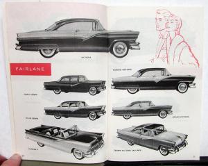 1956 Ford Salesmans Facts Data Specifications Book Skyliner Fairlane Thunderbird