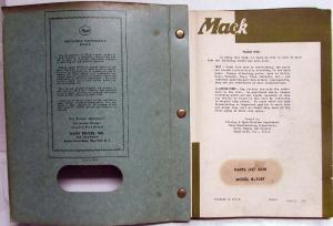 1955 Mack B70ST Model Truck Parts Book - Number 2328