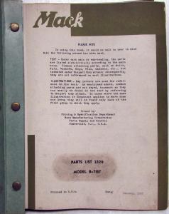 1955 Mack B71ST Model Truck Parts Book - Number 2329