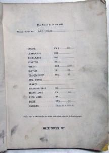 1959 Mack B43S 1876-81 Truck Service Shop Manual for Hicklin Motor Lines