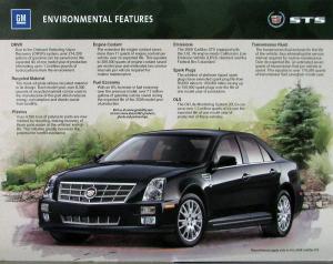 2008 Cadillac STS Environmental Features Sales Card Lansing Grand River MI Plant