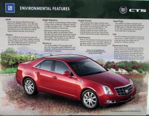 2008 Cadillac CTS Environmental Features Sales Card Lansing Grand River MI Plant