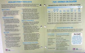 2009 Cadillac Escalade Hybrid Selling Tips Sales Folder DEALER ONLY ITEM Orig