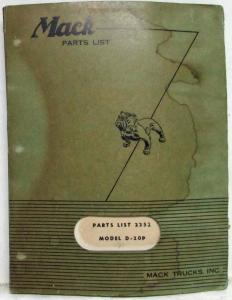 1956 Mack Truck D20P Model Parts Book - Number 2352