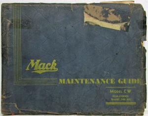 1937 Mack Truck CW Rear-Engined Transit Type Bus Maintenance Shop Manual Guide