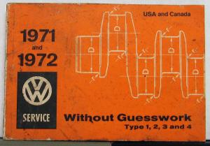 1971 1972 VW Volkswagens Technical Data Mechanic Use Spec Book USA Canada