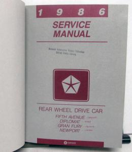 1986 Dodge Plymouth Service Shop Manual FWD LeBaron K Car Omni Daytona 2 Volumes