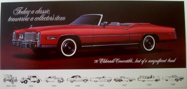 NOS 1976 Cadillac Eldorado Convertible Post Card ORIGINAL