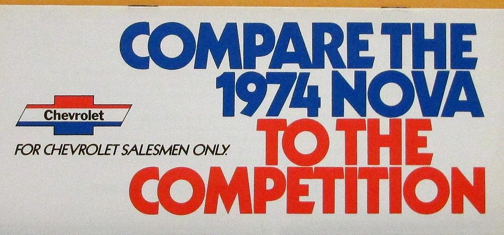 1974 Chevrolet NOVA Competition DEALER Salesmen Only Item Original
