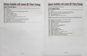 1997 Chevrolet Lumina Police Package Sales Brochure Original