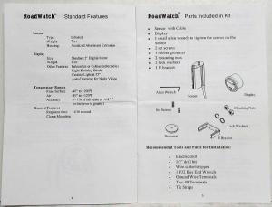 Sprague Controls RoadWatch Temperature Indicating System Owners Manual