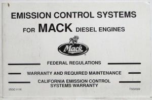 1998 Mack Emission Control Systems for Diesel Engines Manual TS50599