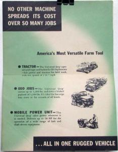 1950 Jeep Universal Vehicle Sales Folder Brochure MAILER Original