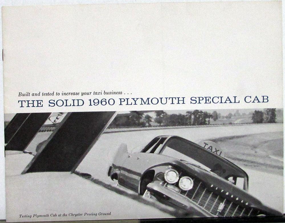 1960 Plymouth Special Cab Taxi 6 &  Fury V8 Sales Brochure Original