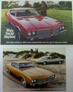 NOS 1972 Oldsmobile Dealer Post Cards Cutlass Hardtop Sedan S SMART BUYER SALE