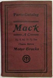 1924 Mack Truck AC Chain Drive Chassis Model Parts Book