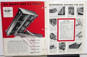 1932 Wood Hydraulic Hoist & Body Co Sales Brochure Truck Dump Beds Ford Chevy