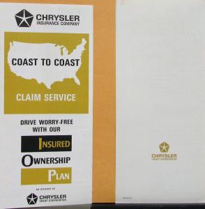 1973 Chrysler Ownership Plan & Insurance Sales Folder 2 items Original