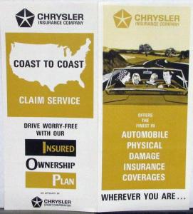 1973 Chrysler Ownership Plan & Insurance Sales Folder 2 items Original