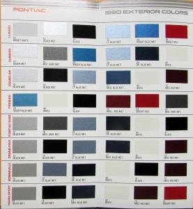 1990 Pontiac Exterior Colors Paint Chips & Trim & Interior Colors Sales Folder
