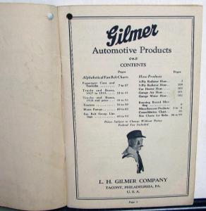 1933 Gilmer Automotive Products Catalog Car Truck Belts More Ford Chevy Cadillac