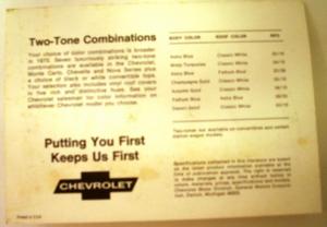 1970 Chevrolet Color Options Brochure Paint Chip Corvette Camaro Monte Carlo SS