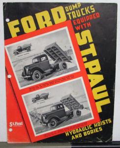 1938 Ford Dump Trucks St Paul Hydraulic Hoists Sales Brochure