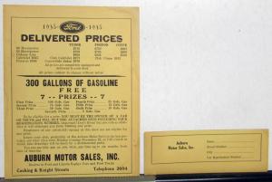 1938 Ford  Delivered Prices Contest Entry 300 Gallons Of Gasoline