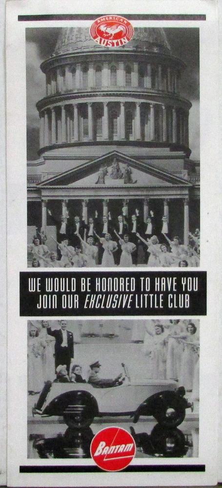 American Austin Bantam Club Membership Application Folder Brochure Original