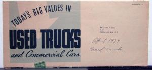 1939 Ford Dealer Mailer Used Trucks Brochure V8 Pickups